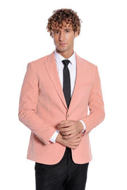 Wide Lapel Velvet Pink Men Blazer - Wessi