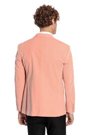 Wide Lapel Velvet Pink Men Blazer - Wessi