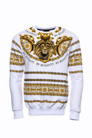 Yellow Lion Patterned Slim Fit White Sweatshirt - Wessi