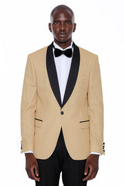 Yellow Shawl Lapel Sparkly Tuxedo Jacket - Wessi