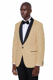 Yellow Shawl Lapel Sparkly Tuxedo Jacket - Wessi