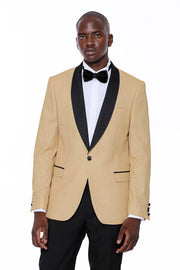 Yellow Shawl Lapel Sparkly Tuxedo Jacket - Wessi