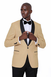 Yellow Shawl Lapel Sparkly Tuxedo Jacket - Wessi