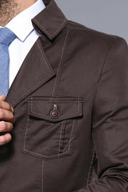 4 Buttons Brown Coat