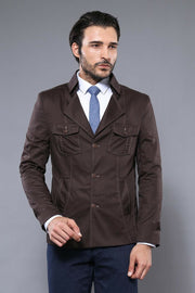 4 Buttons Brown Coat