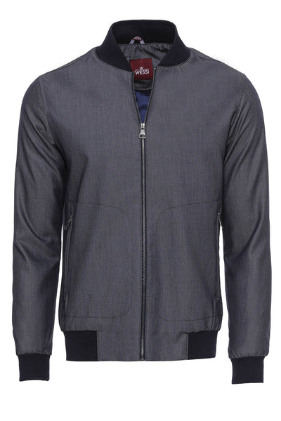 Light Grey Patterned Bomber Coat 36, 38, 40, 42, 44, 46, 6 Drop, Blue, Essentials, Essentials Coat & Jacket, Grey, Italian Suit, Modern Fit, Navy, Navy Blue, Patterned, Slim Fit, Slim Fit Sui