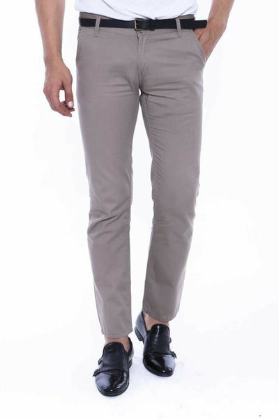 Beige Plain Men's Pants