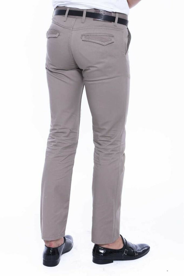 Beige Plain Men's Pants