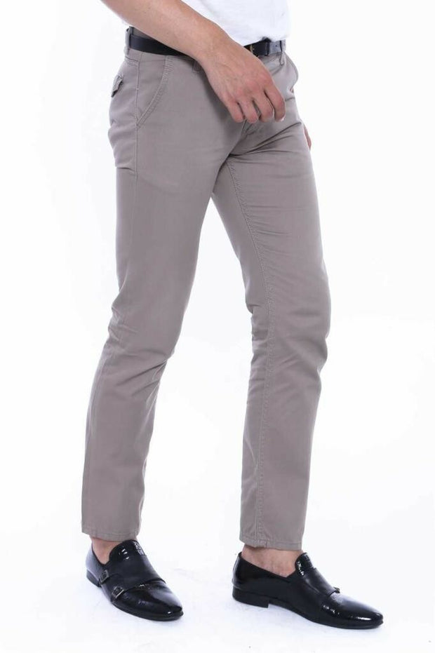 Beige Plain Men's Pants