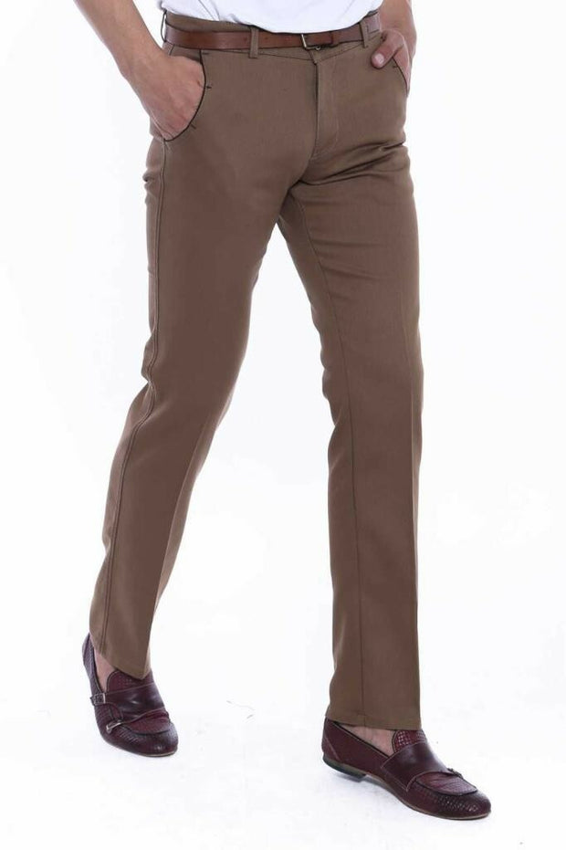 Cotton Brown Pants 3-piece-suit, 30, 32, 34, 36, 38, 40, Basic, Brown, Casual, Daily, Modern Fit, Office, Plain, Slim Fit, Slim Fit Trousers, Trouser OutletTrousers - wessi