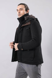 Black Felt Hooded Coat