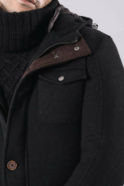 Black Felt Hooded Coat