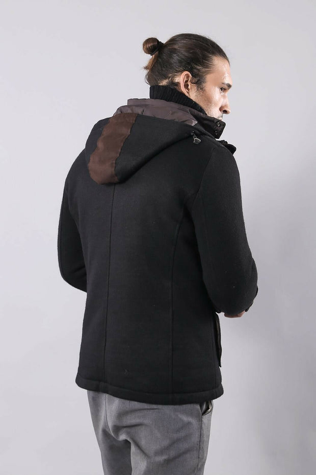 Black Felt Hooded Coat