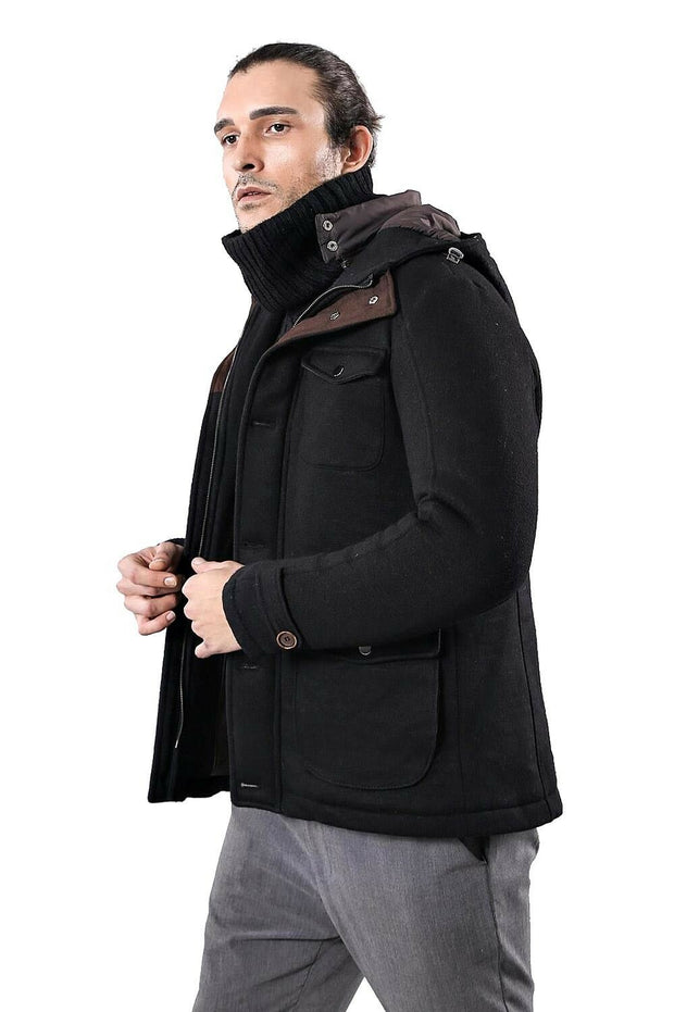 Black Felt Hooded Coat