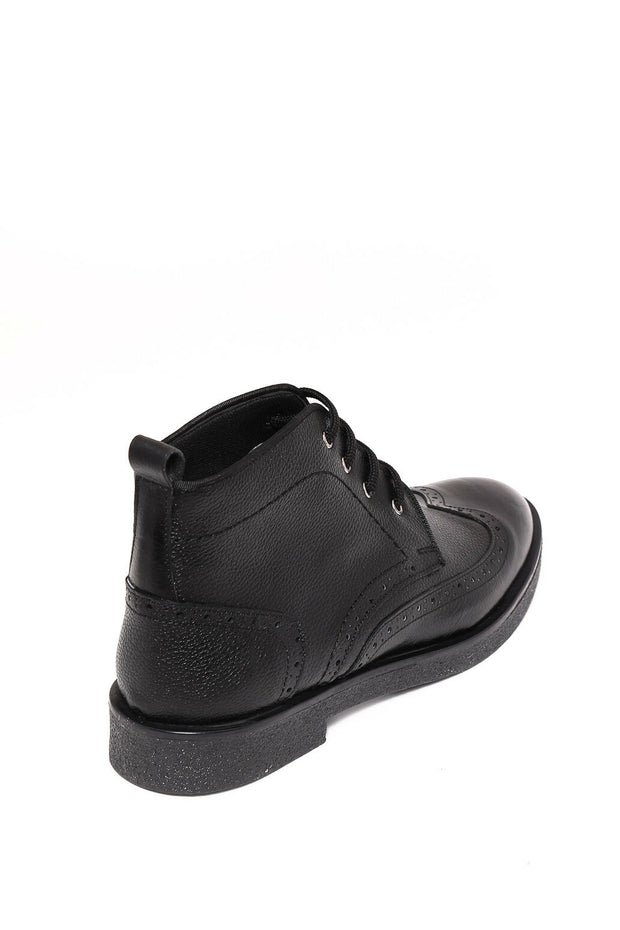 Black Leather Laced Ankle Boots | Wessi