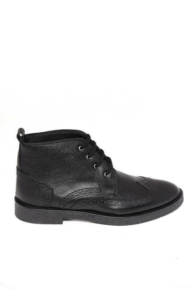 Black Leather Laced Ankle Boots | Wessi