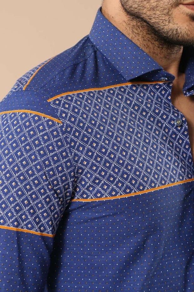 Blue Patterned Men's Shirt | Wessi