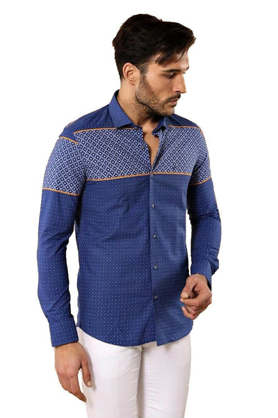 Blue Patterned Men's Shirt | Wessi