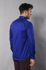 Blue Satin Shirt | Wessi 3-piece-suit, Basic, Casual, Daily, Italian, Modern Fit, Plain, Satin Blend, Shirt, Slim Fit, Slim Fit Shirt ShirtSlim Fit Shirt - wessi