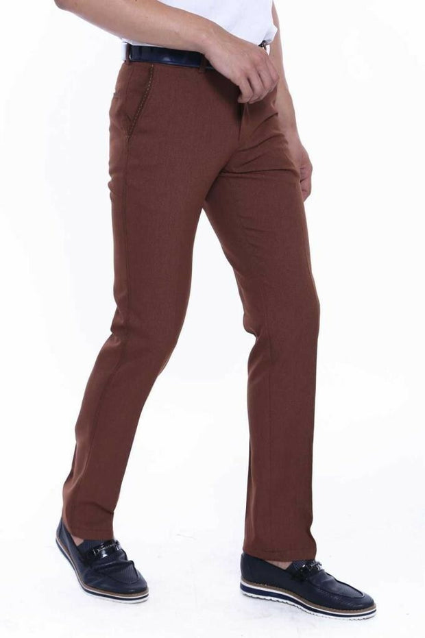 Cotton Tan Pants 3-piece-suit, 30, 32, 34, 36, 38, 40, Basic, Brown, Casual, Daily, Modern Fit, Office, Plain, Slim Fit, Slim Fit Trousers, tan, Trouser OutletTrousers - wessi