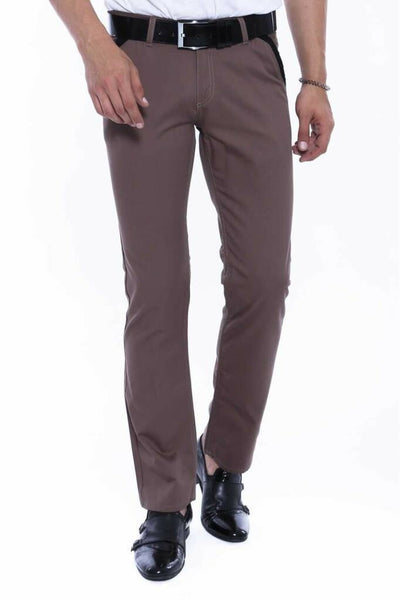 Cotton Brown Pants 3-piece-suit, 30, 32, 34, 36, 38, 40, 42, Basic, Brown, Casual, Daily, Modern Fit, Office, Plain, Slim Fit, Slim Fit Trousers, tan, Trouser OutletTrousers - wessi