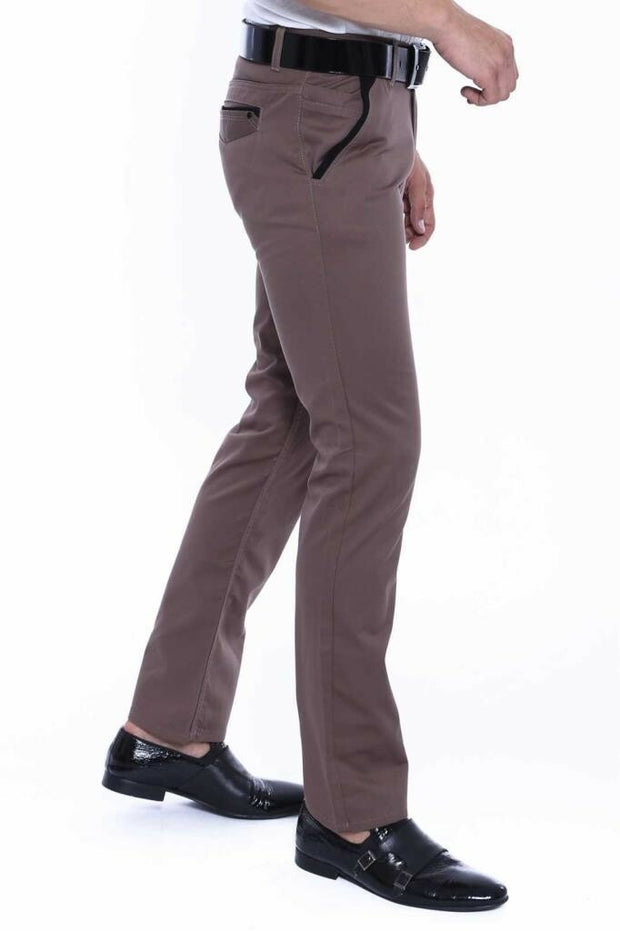 Cotton Brown Pants 3-piece-suit, 30, 32, 34, 36, 38, 40, 42, Basic, Brown, Casual, Daily, Modern Fit, Office, Plain, Slim Fit, Slim Fit Trousers, tan, Trouser OutletTrousers - wessi