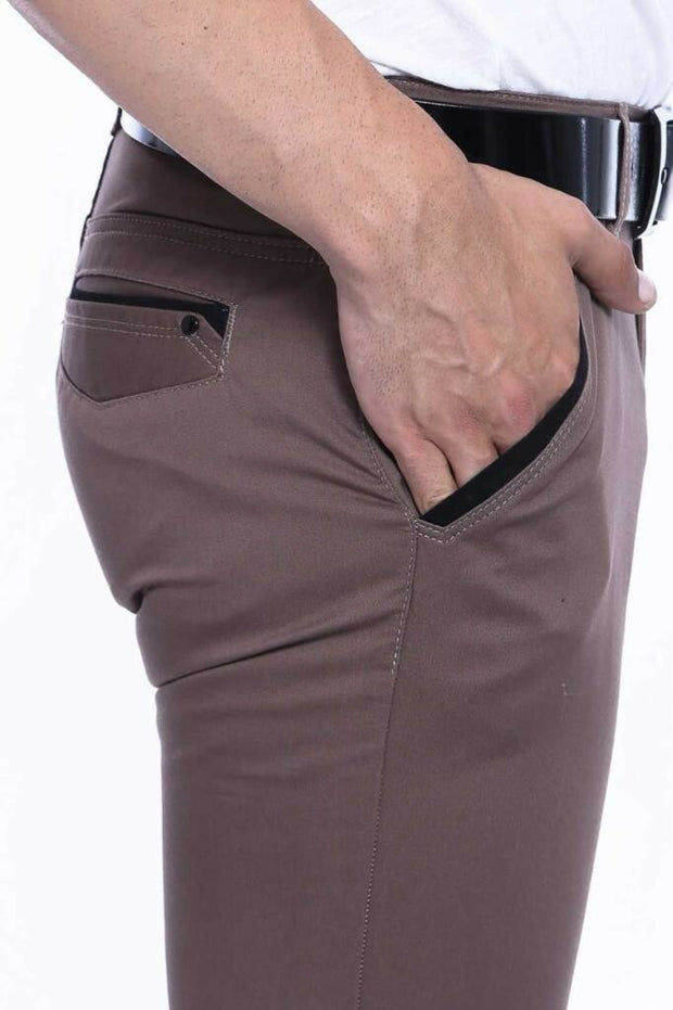 Cotton Brown Pants 3-piece-suit, 30, 32, 34, 36, 38, 40, 42, Basic, Brown, Casual, Daily, Modern Fit, Office, Plain, Slim Fit, Slim Fit Trousers, tan, Trouser OutletTrousers - wessi