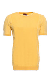 Circle Neck Patterned Yellow Knitted T-Shirt 3-piece-suit, Basic, Basic T Shirt, Casual, Crew Neck, Daily, Knit, Modern Fit, Patterned, Slim Fit, T-Shirt, yellow, Zippered T-ShirtBasic T Shir