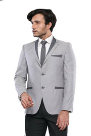 Cotton Grey Cross-Patterned 3-piece-suit, 38, 40, 46, Men's Blazers, Modern Fit, Notch, Slim Fit, Slim Fit Blazers OutletBlazer - wessi