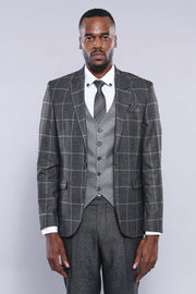 Dark Grey Vested Suit | Wessi 3 Piece Suits, 3-piece-suit, 36, 38, 40, 42, 48, Black, mens-suit, mens-suit_obsolete, Peak, Peak Lapel, Suit Suit3 Piece Suits - wessi