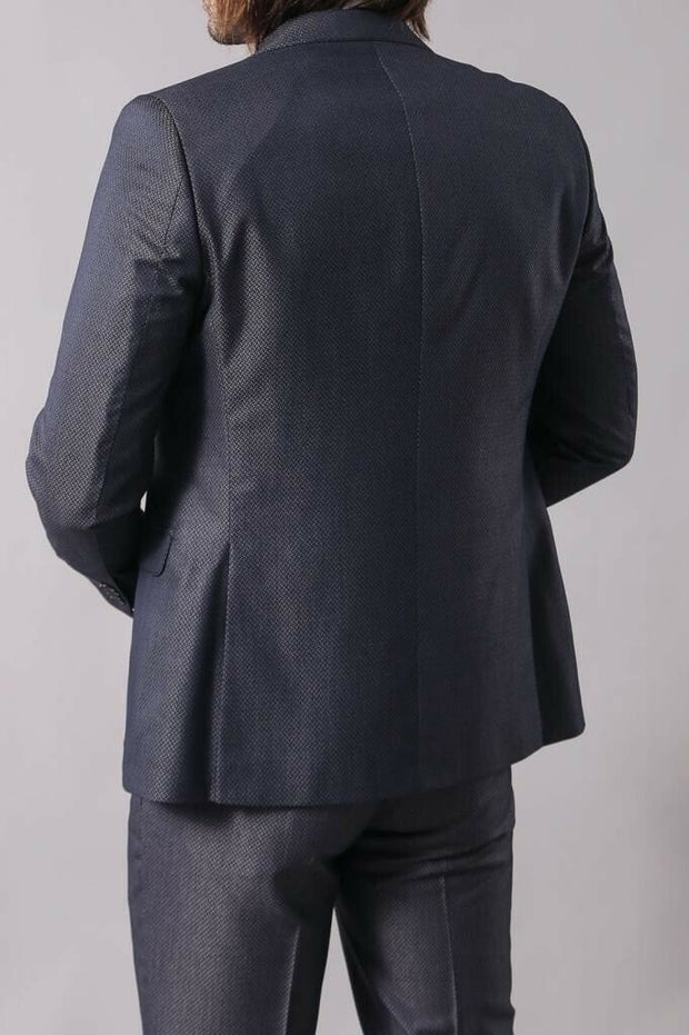 Patterned Dark Grey Vested Suit 3-piece-suit, 38, 40, 42, 44, Black, Italian Suit, Modern Fit, Peak, Peak Lapel, Slim Fit, Slim Fit Suit, Suit SuitItalian Suit - wessi