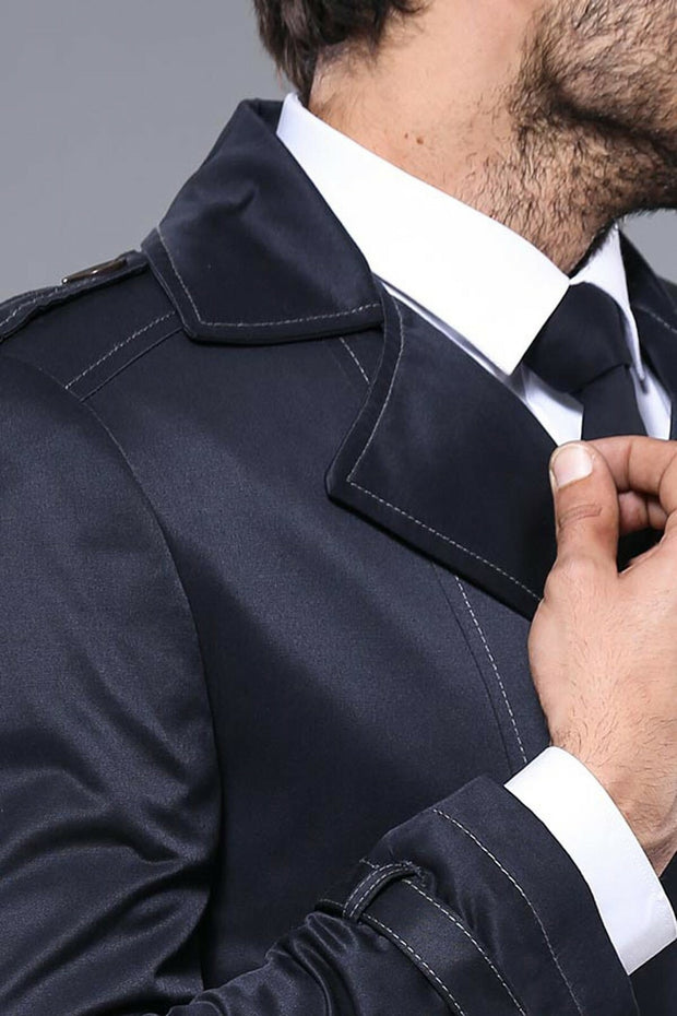 Double Breasted Navy Blue Trenchcoat | Wessi 3-piece-suit, Blue, Double Breasted, Modern Fit, Navy, navy-blue, Outwear, Slim Fit, Trenchcoat OutwearTrenchcoat - wessi