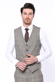 Beige Plaid Men's Vest