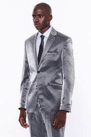 2 Buttoned Grey Striped Suit