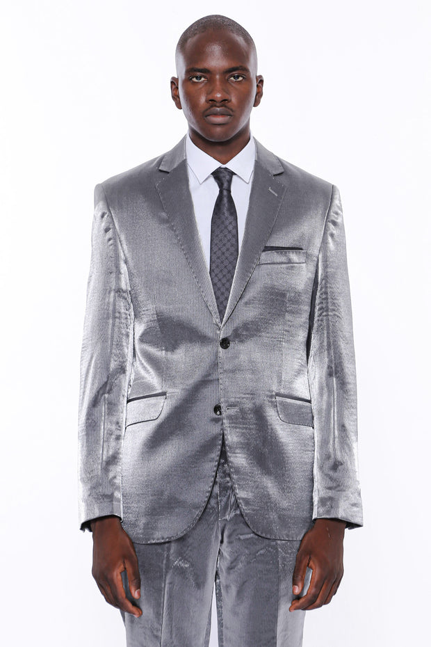 2 Buttoned Grey Striped Suit