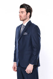 4 Drop Navy Blue Polyviscose Suit | Wessi