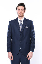 4 Drop Navy Blue Polyviscose Suit | Wessi