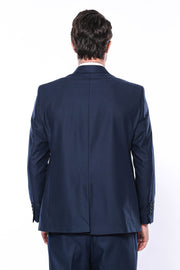 4 Drop Navy Blue Polyviscose Suit | Wessi