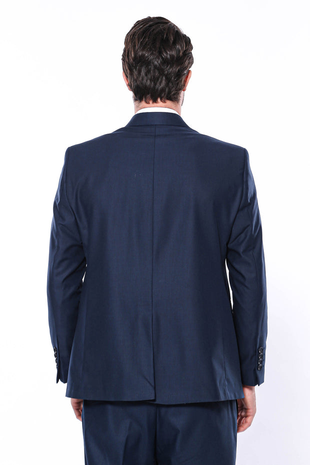 4 Drop Navy Blue Polyviscose Suit | Wessi