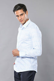 Baby Blue Patterned Shirt for Men | Wessi