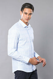 Baby Blue Patterned Shirt for Men | Wessi