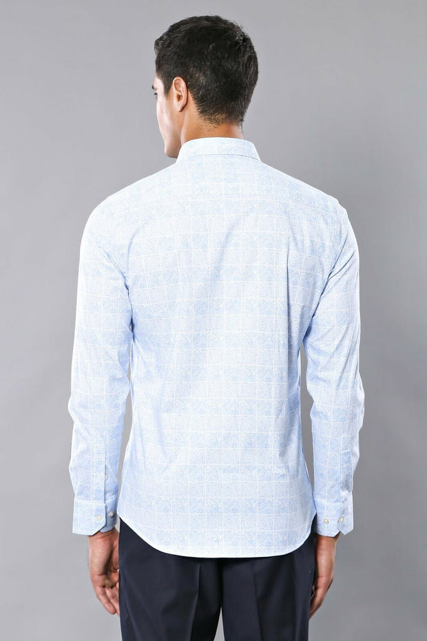 Baby Blue Patterned Shirt for Men | Wessi