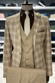 Beige Linnen Touch Suit Combintion