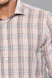 Beige Plaid Slim-Fit Shirt | Wessi