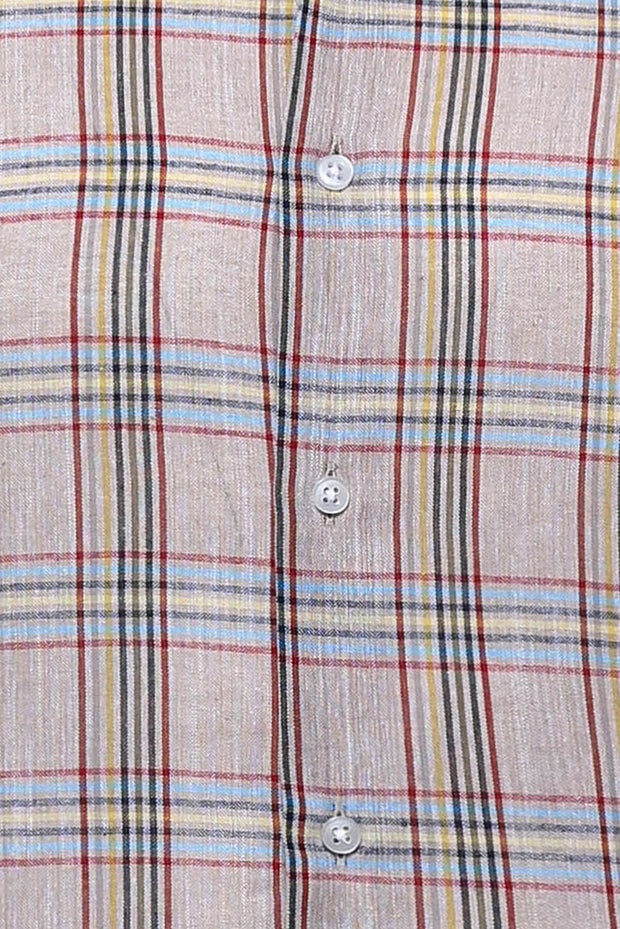 Beige Plaid Slim-Fit Shirt | Wessi