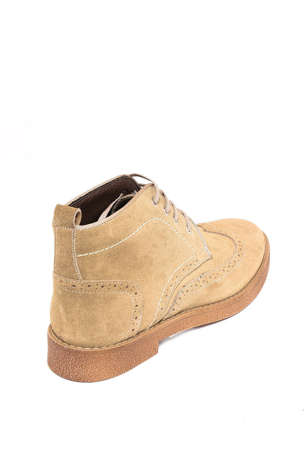 Beige Suede Laced Ankle Boots | Wessi