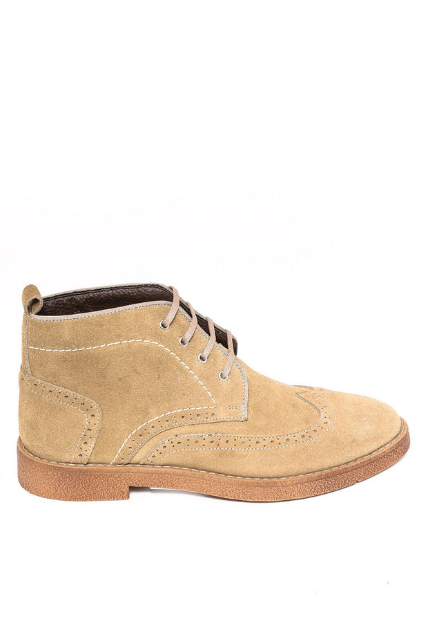 Beige Suede Laced Ankle Boots | Wessi