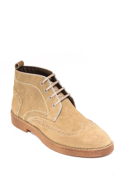 Beige Suede Laced Ankle Boots | Wessi