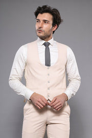 Beige Vested Suit for Men | Wessi