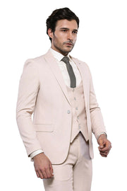 Beige Vested Suit for Men | Wessi